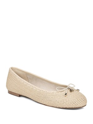 SAM EDELMAN Женские балетки бежевого цвета с логотипом Raffia Falcon Round Toe Slip On Ballet 7,5 M