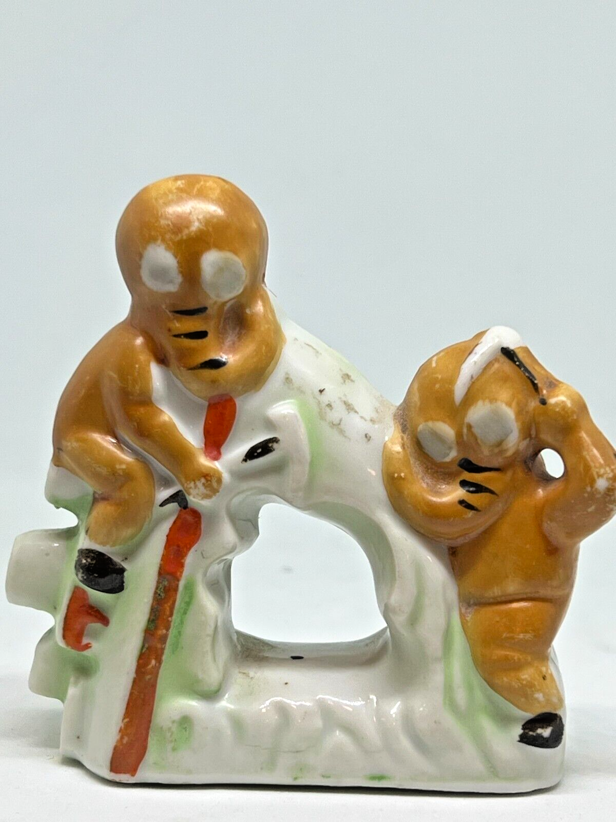 Vintage Orange Pair Deep Sea Diver Swim Thru Aquarium Fish Tank Occupied Japan