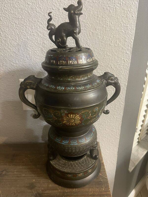 20” ANTIQUE CHINESE  EARLY QING DYNASTY BRONZE Ornate INCENSE BURNER CENSER