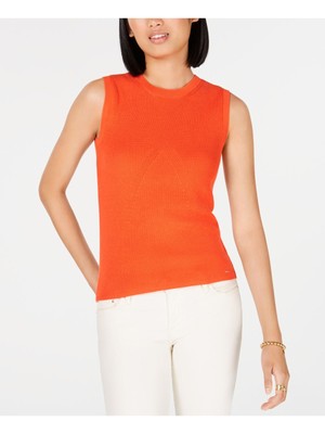 

Женский оранжевый приталенный топ без рукавов с круглым вырезом TOMMY HILFIGER Размер