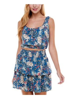 

KINGSTON GRAY Женский синий пуловер с завязками Эластичный низ Укороченный топ для юниоров