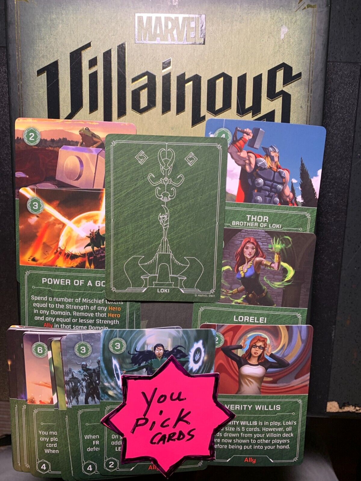 MARVEL VILLAINOUS LOKI Villain Cards Mischief & Malice YOU