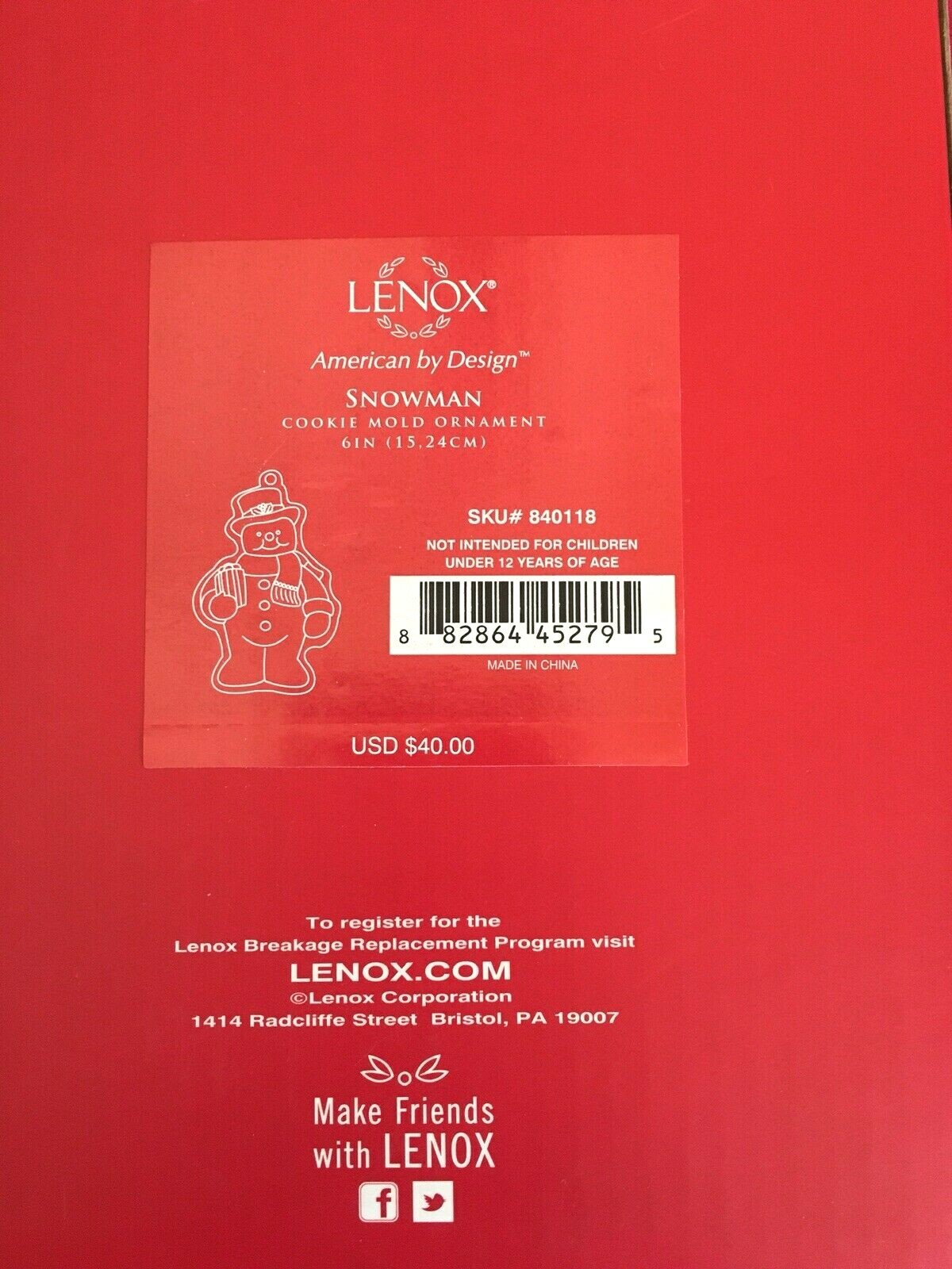 Lenox Cookie Mold Ornament Snowman Mrs. Snowman Set of 2 New