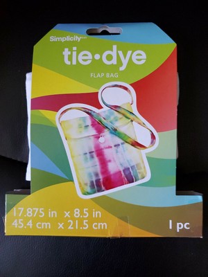 SIMPLICITY Tie Dye Flap Bag White 100% Cotton 