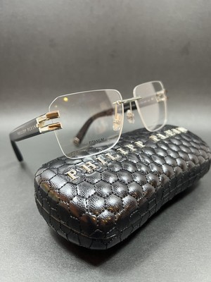 Philipp Plein VPP086M 0579 Shiny Full Palladium Rimless Titanium Eyeglasses