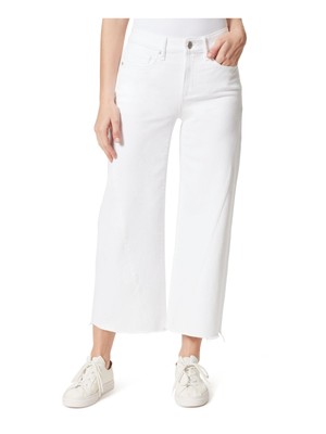 

FRAYED JEANS Женские белые широкие джинсы с карманами на молнии и необработанным краем, Белый, 30136542