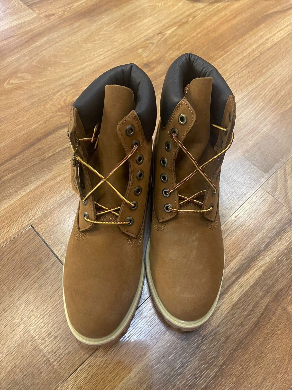 Pre-owned Timberland Men's Waterproof Premium Lace Up Boots Dark Wheat Nubuck 72066