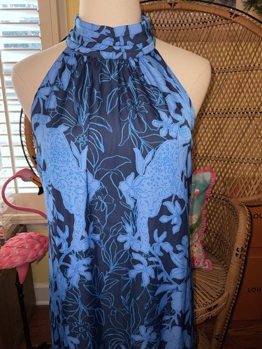 Pre-owned Lilly Pulitzer Donita Maxi Dress Navy Spotting A Pattern Size 4,16 In Multicolor