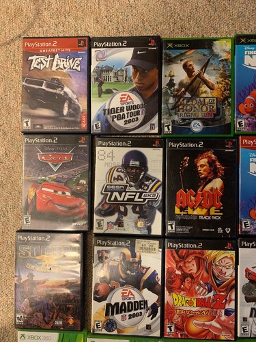 Lot Of 22 Microsoft Xbox, Xbox 360 And Sony Playstation 2 PS2 Discs And Cases