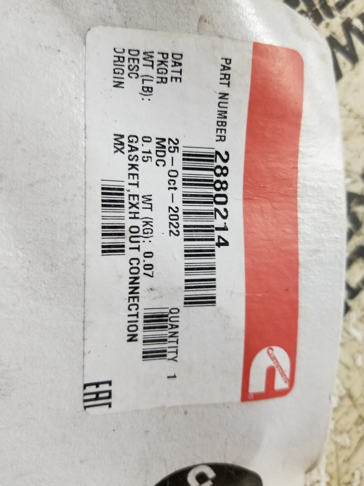 2880214 CUMMINS Exhaust Outlet Connection Gasket EPA13 Automotive 15 liter ISX/Q - Picture 3 of 3