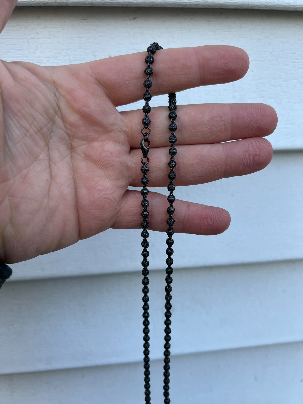 Pre-owned Harlembling Black Moissanite Ball Chain - Black Rhodium Over 925 Silver - Shambala Necklace