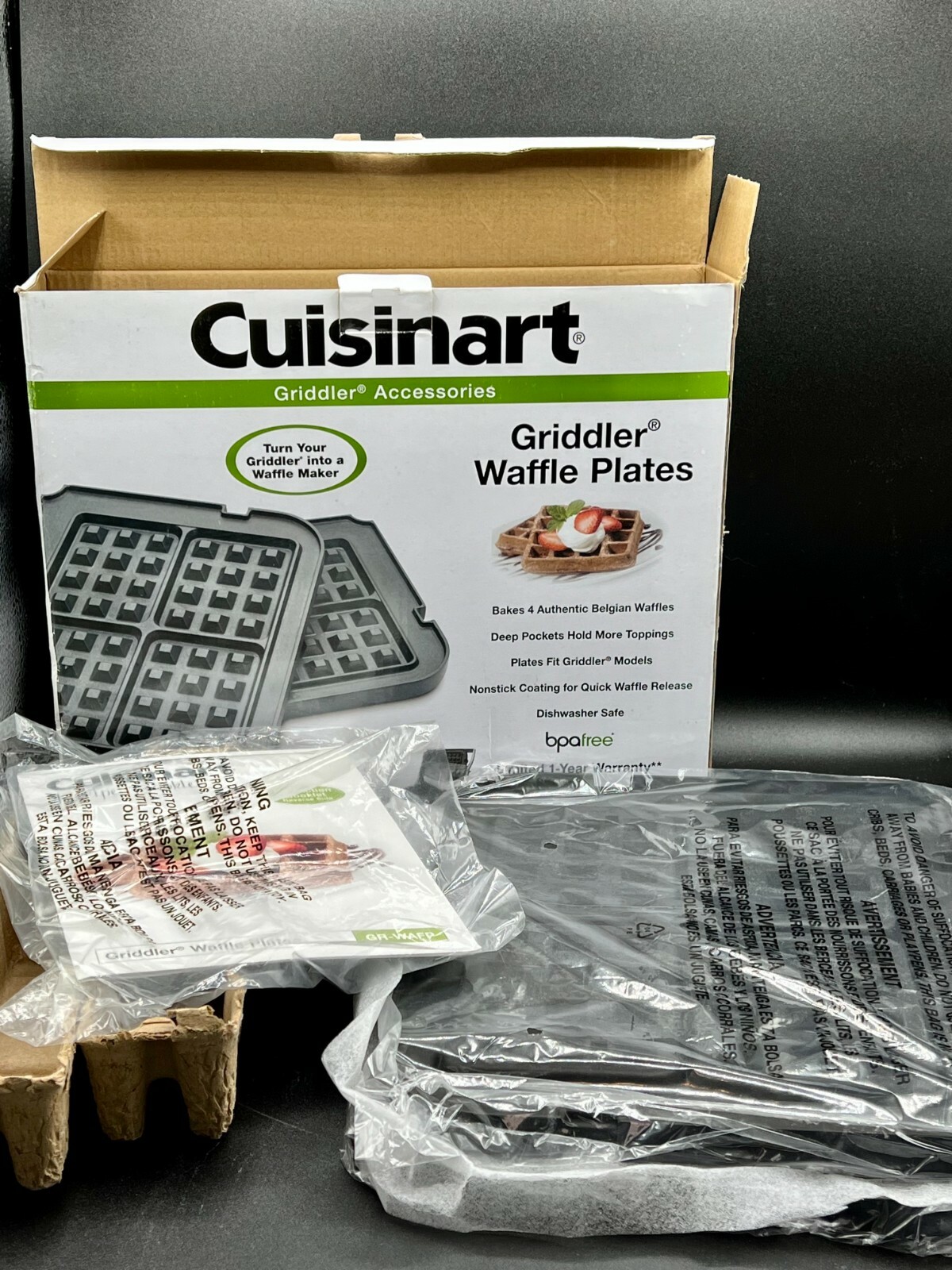NEW Cuisinart Griddler Waffle Plates BELGIAN WAFFLES MODEL GRWAFP の