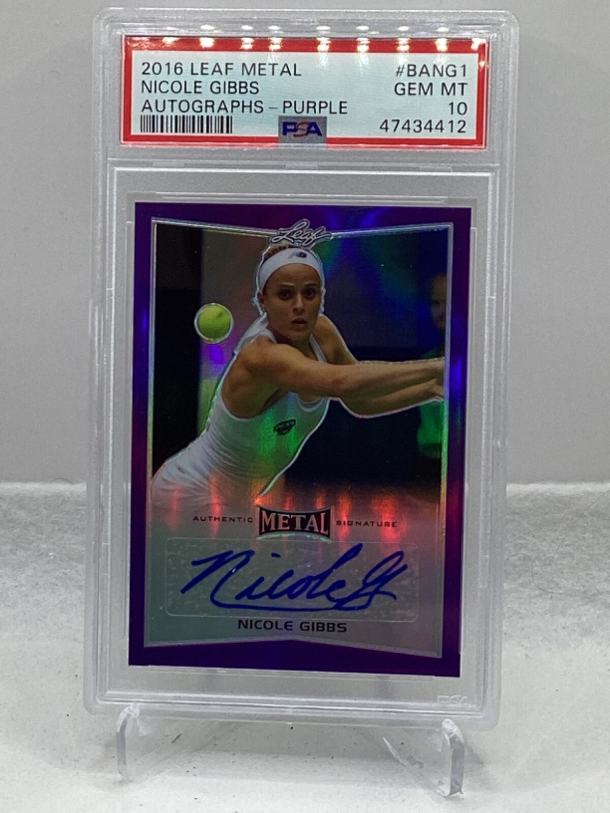 2016 Leaf Metal Tennis Auto Purple #BANG1 Nicole Gibbs PSA