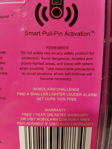 ROBOCOPP SOS Ealarm Personal Alarm Original Sound Grenade pull-pin  BASU Purple