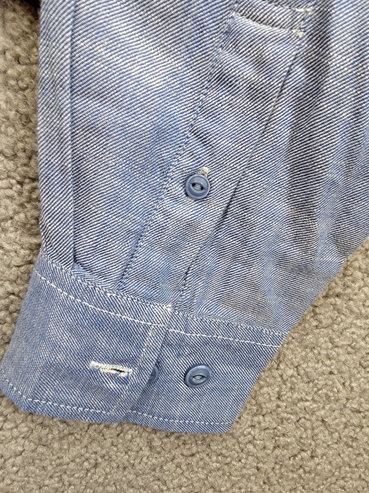 Weatherproof Vintage Long Sleeve Solid Cotton Twill Shirt Men's S French Navy - Picture 10 of 19
