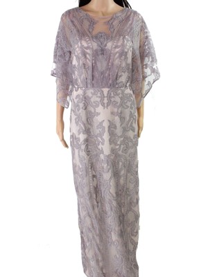 

JS COLLECTION Женское светло-фиолетовое длинное вечернее платье с накладкой, Light purple