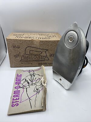 Vintage Steam-O-Matic Electric Iron 1955 Original Box Directions Tested Works
