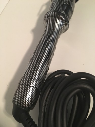 RX7 Ceramic Clipped Curling Iron Silver Black 1.25 1 1/4