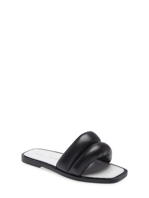 

PROENZA SCHOULER Женские Черные Кожаные Шлепанцы с Пышным Квадратным Носком, Черный, PS36110A-13001