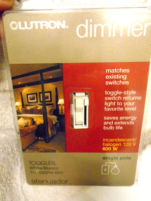 Lutron Dimmer Toggler Switch White TG-600PH-WH