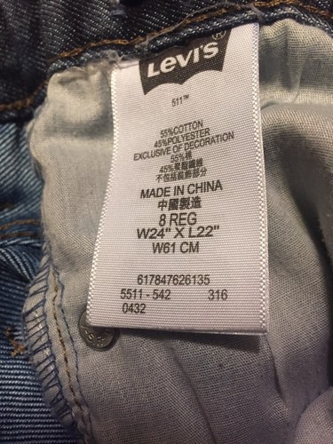 Levi Jeans, Boys Size 8 Regular 511 Slim Jeans 24x22