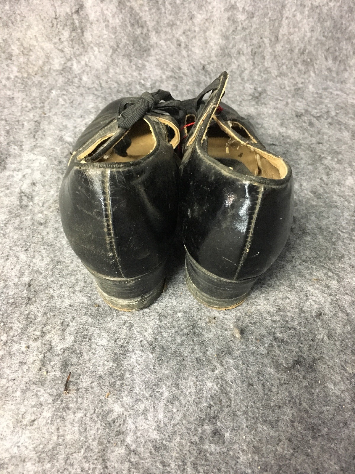 1930s 1940s black leather mary jane slip on flats size 5