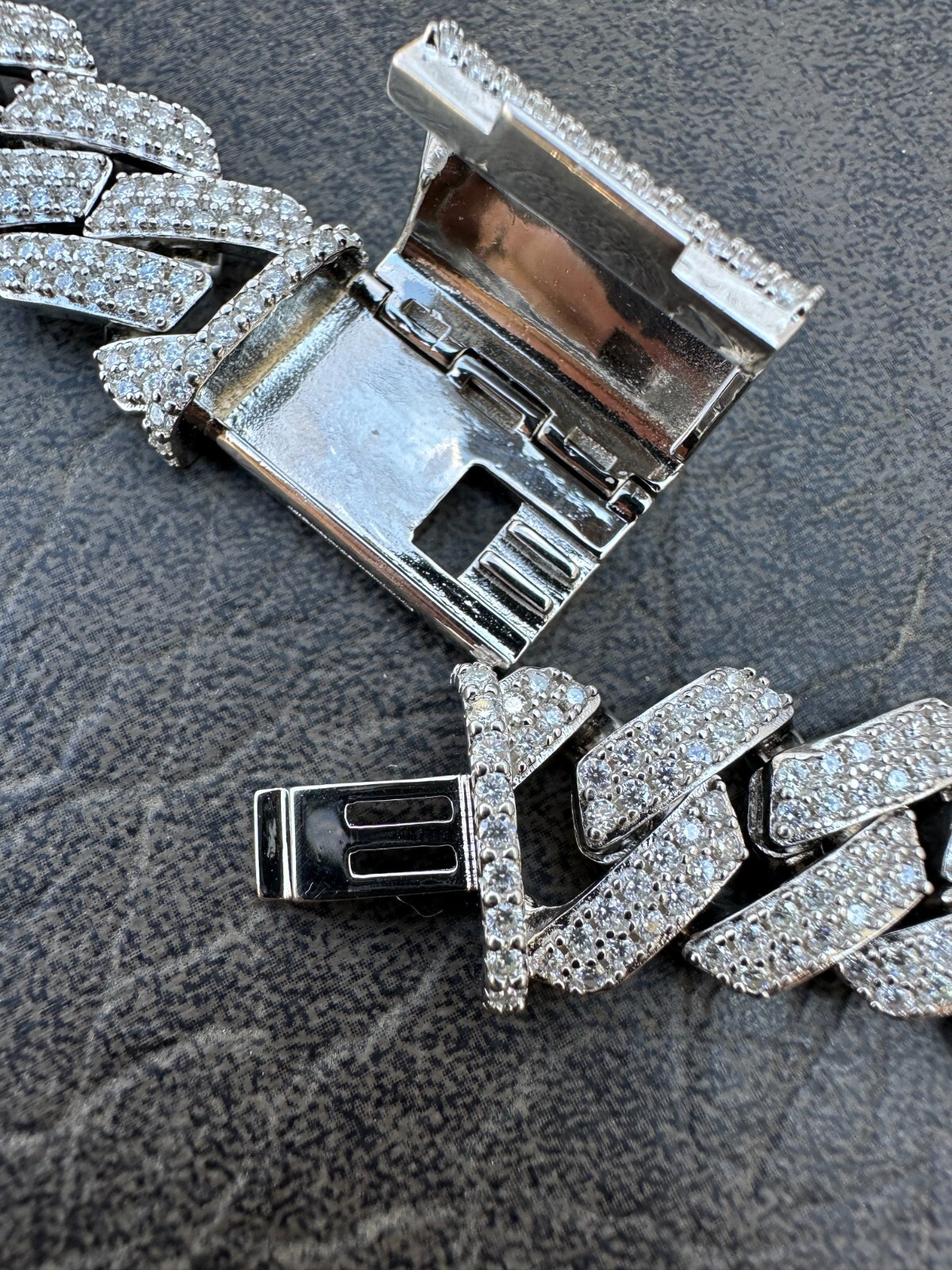 MOISSANITE Real Miami Cuban Link Prong Chain Iced Hip Hop 925 Silver Necklace