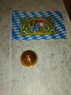 Bavaria Bavarian Plain Flag 4 X6 Desk Set Table Stick Gold Base