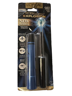 L'Oreal Telescopic Explosion Waterproof Mascara, 980 Black, 0.27 fl oz (1) NOS