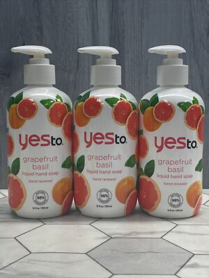 3 Pack- Yes to Grapefruit Basil, Liquid Hand Soap Hand Renewal 12 oz. EN