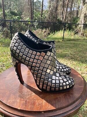 Alaia Black Leather Studded 4.5in High Heel Ankle Booties 36 EUC With Dustbag