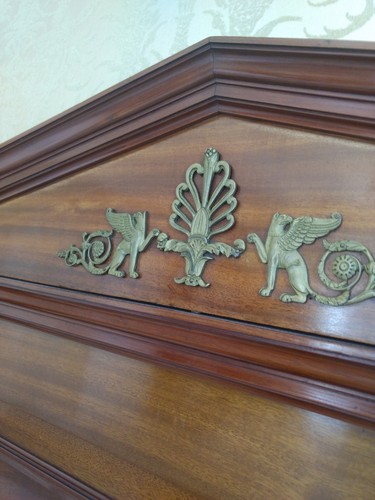 19th Century Empire Mahogany Queen Bed with Bronzes Mounts