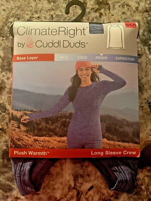 Womens Climate Right Cuddl Duds Base Layer Blue Shirt Frigid Weather NEW &WARM!