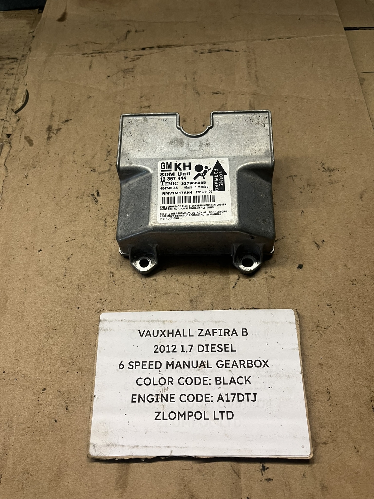 Vauxhall Zafira B 2012 1.7 Diesel - Air SRS Bag Crash Unit Module 13367444