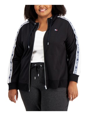 

TOMMY HILFIGER Женская черная куртка с капюшоном и карманами на молнии с вышивкой Plus, Черный, TP14967X