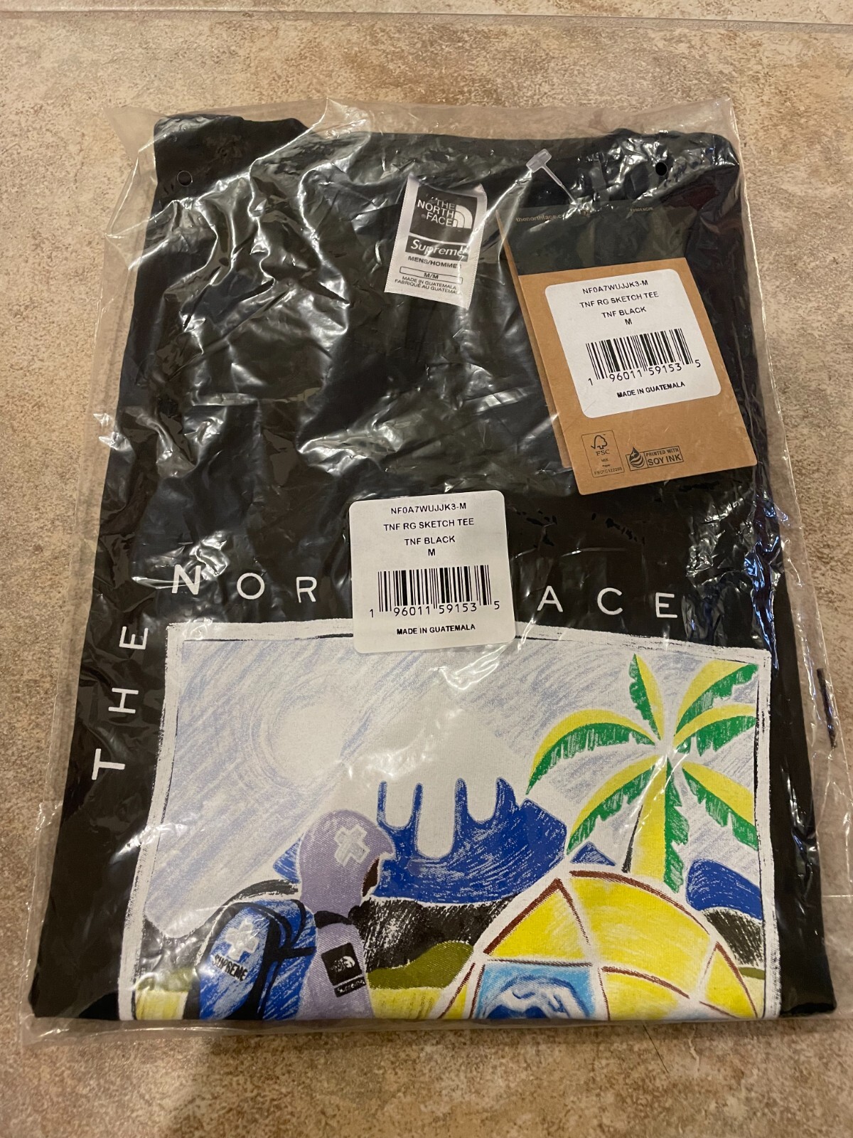 SUPREME SS22 THE NORTH FACE SKETCH S/S TOP TEE BLACK MEDIUM