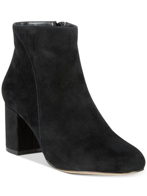 

INC Женские Черные Кожаные Ботильоны на Обтянутом Каблуке Floriann Almond Toe, Черный, FLORIANNL