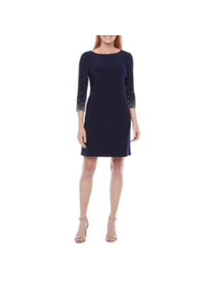 

Женское темно-синее платье-футляр MSK с рукавами 3/4 Petites, Navy