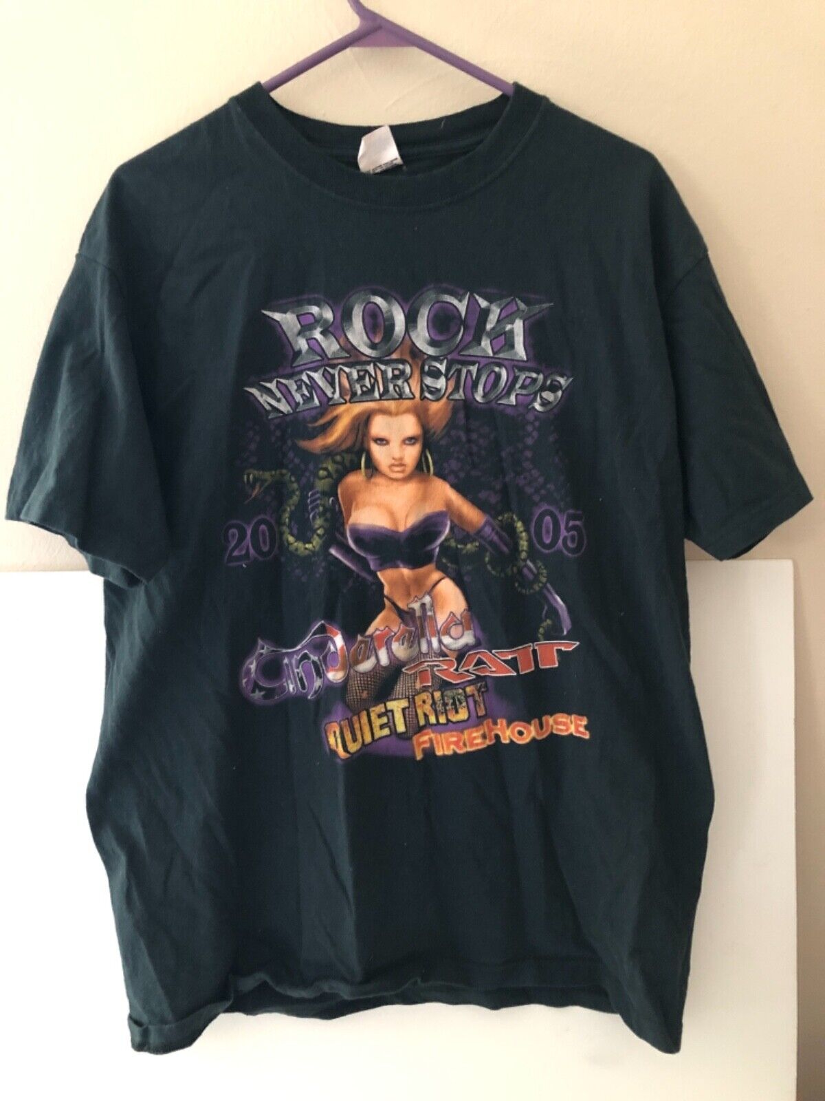 2005 rock never stops concert tour shirt sz lg cinderella ratt firehouse 2005 rock never stops concert tour shirt sz lg cinderella ratt firehouse