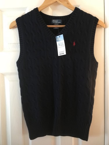 NWT~ Polo Ralph Lauren Kids Boy's Sleeveless Cable Sweater Vest Sz M ( 10 - 12 )