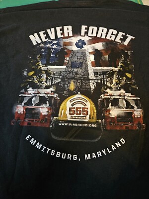 National Fallen Firefighters Foundation XL T-Shirt Never Forget Emmitsburg MD