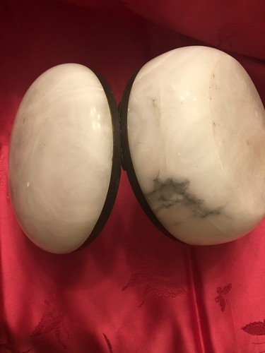 Vintage White Alabaster Round Jewelry or Trinket Box