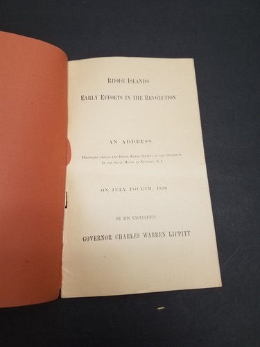 Rhode Island's Early Efforts in the Revolution Society of the Cincinnat 1896