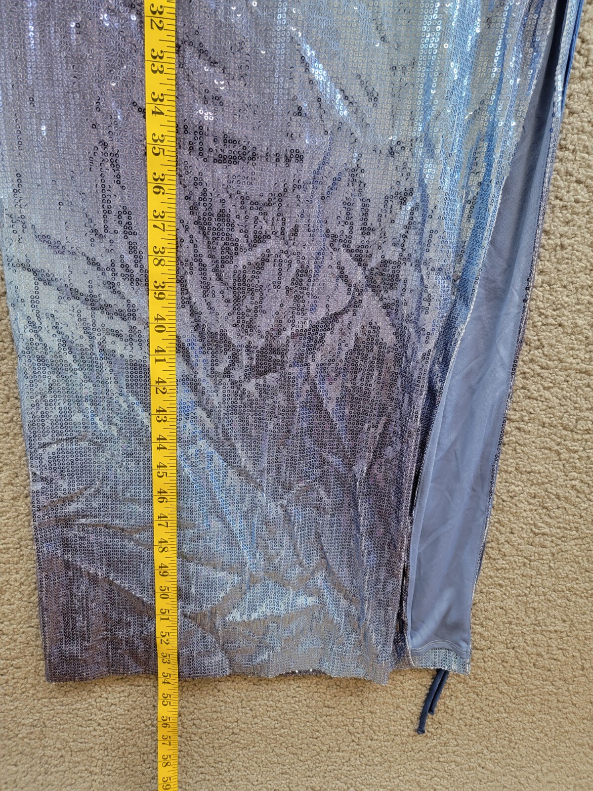 Violet Weekend Strappy Ombré Sequin Gown Juniors' Gradient Blue Lace Zip 3/4 - Picture 7 of 16