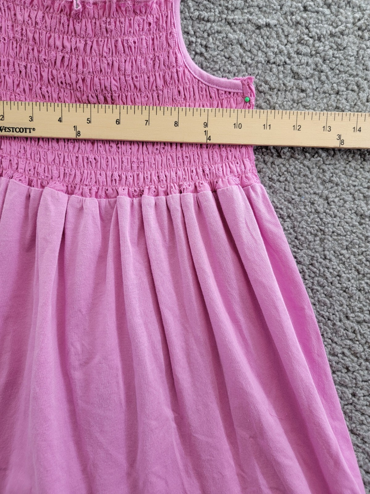 Splendid Eyelet Smocked Dress Girl's 14 Pink Square Neck Pullover - Picture 5 of 15