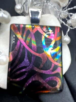 Handmade Dichroic Glass Pendant- LOVE THAT GLASS- Newest glass! 