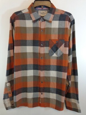 Flag & Anthem Shirt Men's M Rust Plaid Flannel Long Sleeve New With Tags