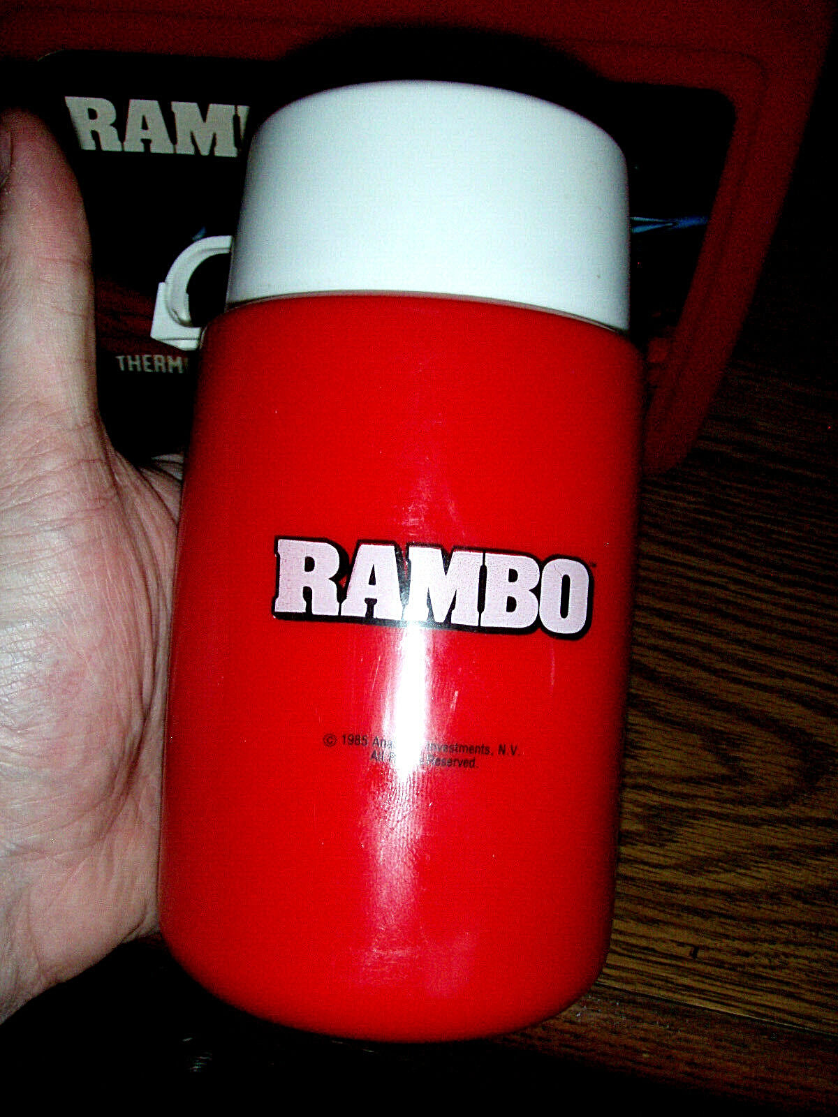 Vintage Rambo Lunchbox, Thermos, 1985, Sylvester Stallone, Box, Thermos, cup