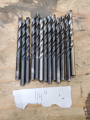 1/4'' Drill Bits,  Lot of 13 quality bits, some new, some used from tool crib