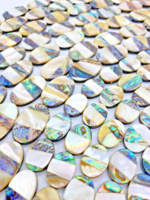 GORGEOUS Natural Abalone and Mother of Pearl Mosaic Ovals Multiple Sizes 15.5in.